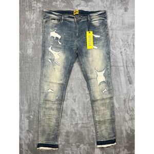 GFTD LA Mens Ron Jeans MD Wash Distressed Slim Fit Denim Size 42